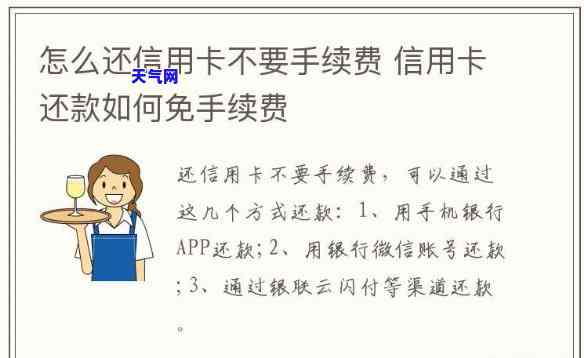 还信用卡哪个不收手续费？比较各大平台免手续费政策