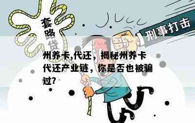 州养卡,代还，揭秘州养卡代还产业链，你是否也被骗过？