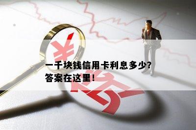 一千块钱信用卡利息多少？答案在这里！