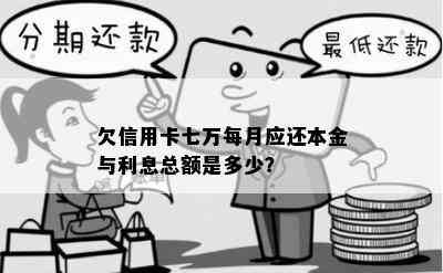 欠信用卡七万每月应还本金与利息总额是多少？