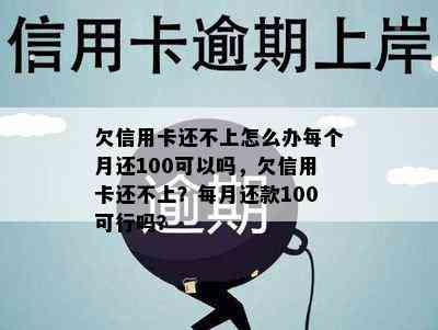 欠信用卡还不上怎么办每个月还100可以吗，欠信用卡还不上？每月还款100可行吗？