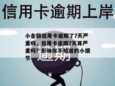 小金额信用卡逾期了7天严重吗，信用卡逾期7天算严重吗？影响你不知道的小细节