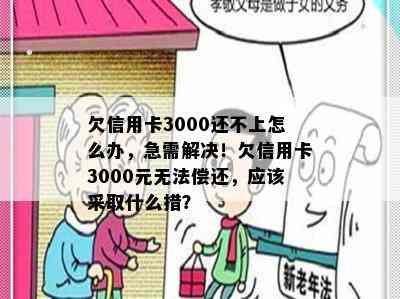 欠信用卡3000还不上怎么办，急需解决！欠信用卡3000元无法偿还，应该采取什么措？